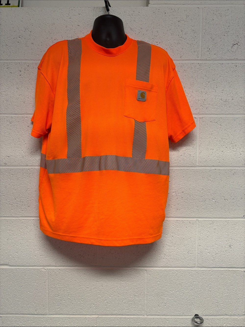 Carhartt Orange Short-Sleeve High-Visibility Work Tee with Reflective Stripes